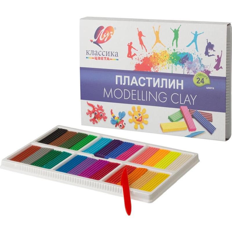Пластилин 24цветов ЛУЧ Классика ,стек,480гр.