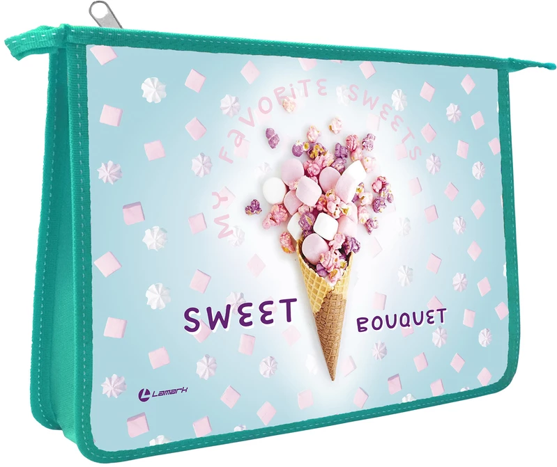 Папка для тетрадей А5 молния сверху,1 отделение LAMARK Sweet bouguet,ламинированный картон