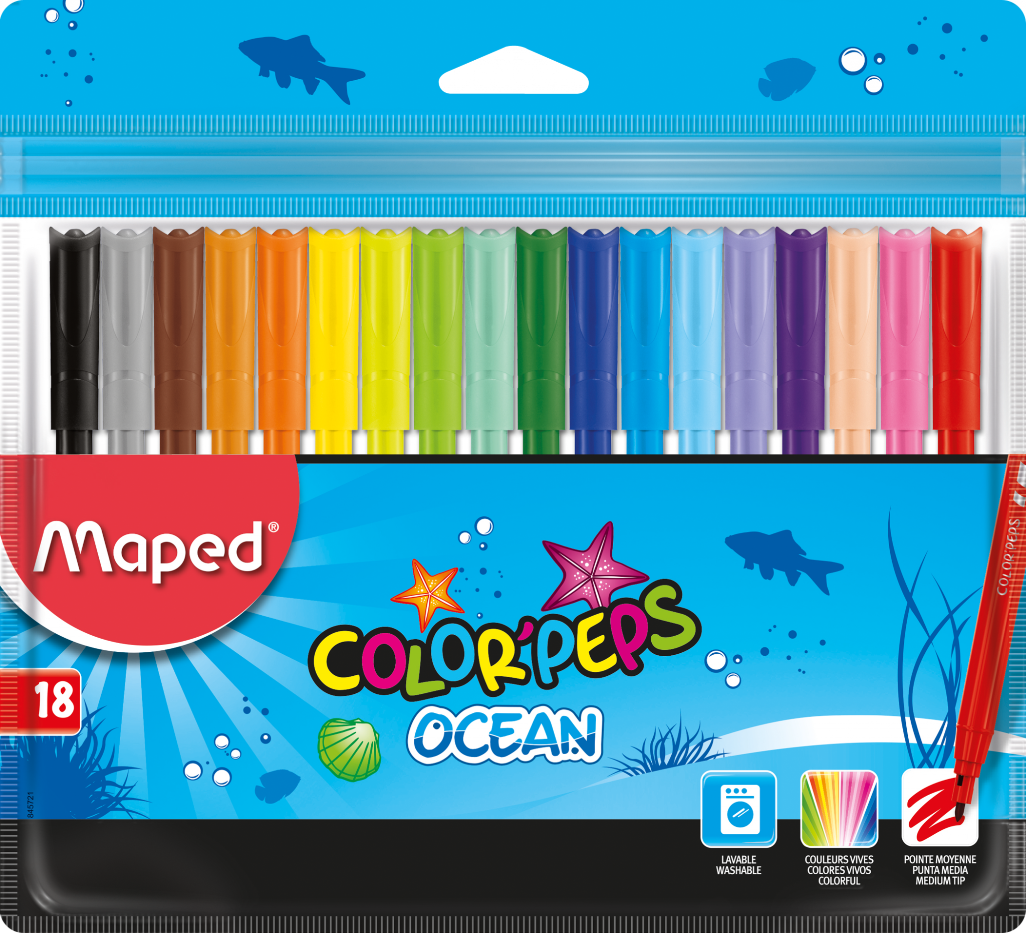 Фломастеры MAPED 18 цв. OCEAN, блистер