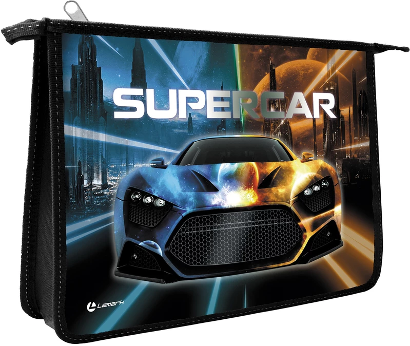 Папка для тетрадей А5 молния сверху,1 отделение LAMARK Supercar.ламинированный картон