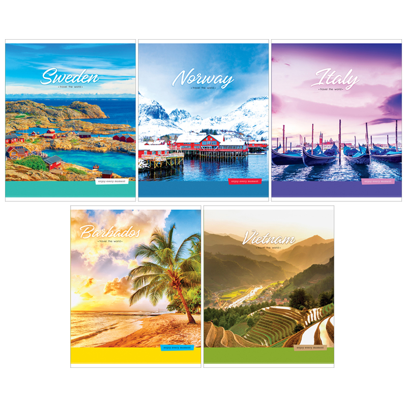 Тетрадь А5 80л ArtSpace клетка,скрепка  "Путешествия. Travel the world"26691
