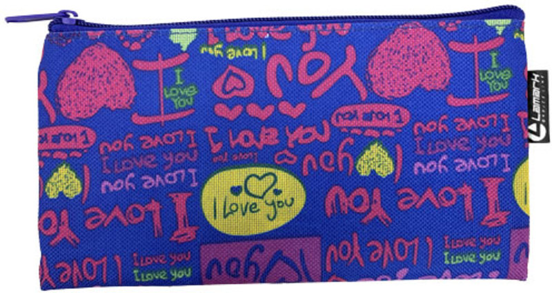 Пенал косметичка 1 отдел LAMARK 110*210,плоский,принт "I love you"